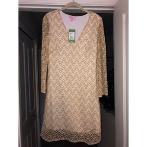 Lilly Pulitzer Gold Chevron Bell Dress